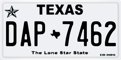 TX license plate DAP7462