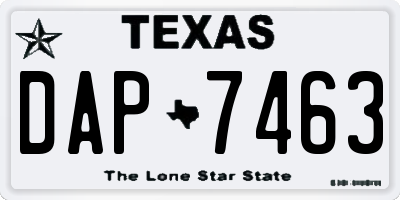 TX license plate DAP7463