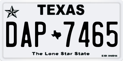 TX license plate DAP7465