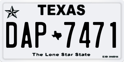 TX license plate DAP7471