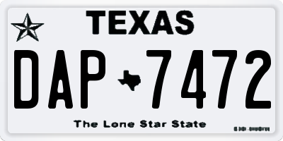 TX license plate DAP7472