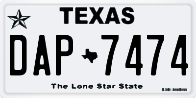 TX license plate DAP7474