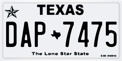 TX license plate DAP7475