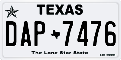 TX license plate DAP7476