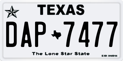 TX license plate DAP7477