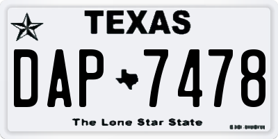 TX license plate DAP7478
