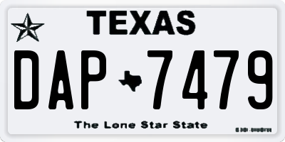 TX license plate DAP7479