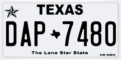 TX license plate DAP7480