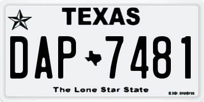 TX license plate DAP7481