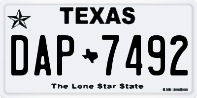 TX license plate DAP7492