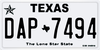TX license plate DAP7494