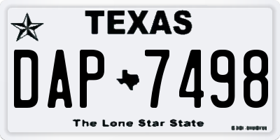 TX license plate DAP7498
