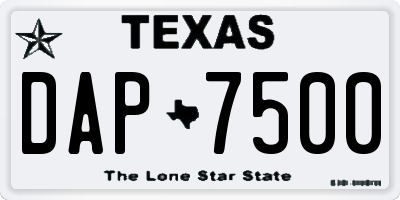 TX license plate DAP7500
