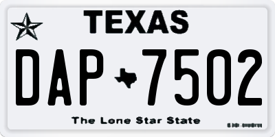 TX license plate DAP7502