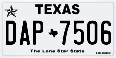 TX license plate DAP7506