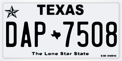 TX license plate DAP7508