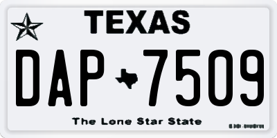 TX license plate DAP7509