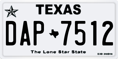 TX license plate DAP7512
