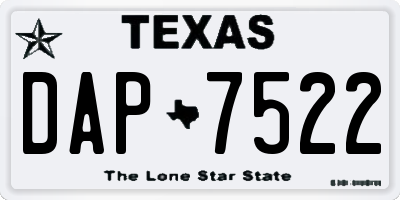 TX license plate DAP7522