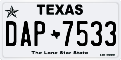 TX license plate DAP7533