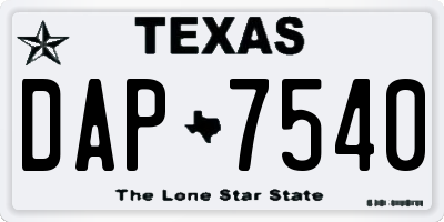 TX license plate DAP7540
