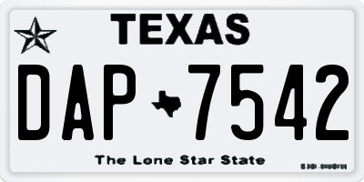 TX license plate DAP7542