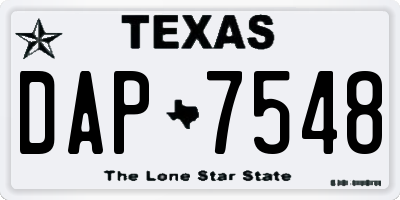 TX license plate DAP7548