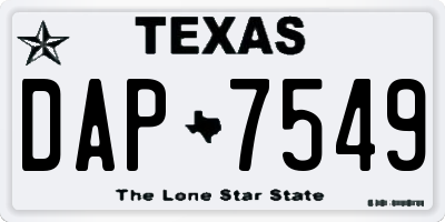 TX license plate DAP7549