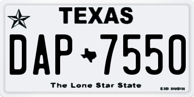 TX license plate DAP7550