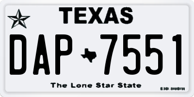 TX license plate DAP7551