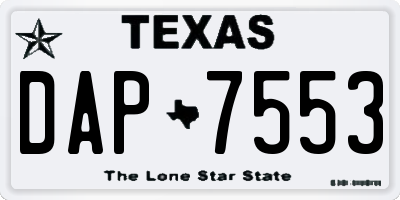 TX license plate DAP7553