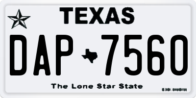 TX license plate DAP7560