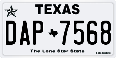 TX license plate DAP7568