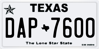 TX license plate DAP7600