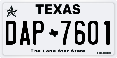 TX license plate DAP7601