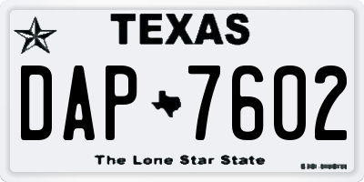 TX license plate DAP7602