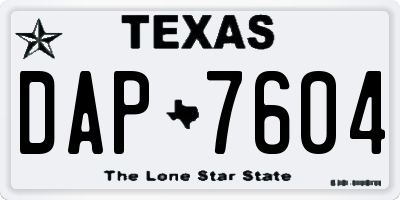 TX license plate DAP7604