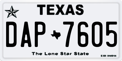 TX license plate DAP7605