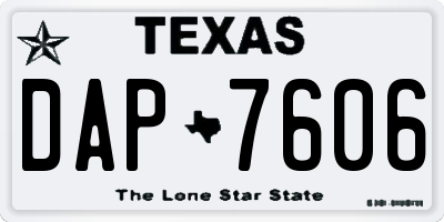TX license plate DAP7606