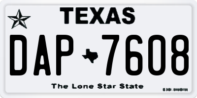 TX license plate DAP7608