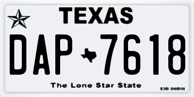 TX license plate DAP7618