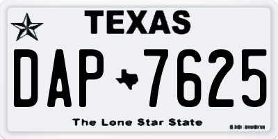 TX license plate DAP7625