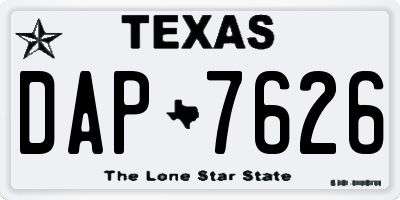 TX license plate DAP7626
