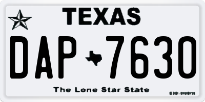 TX license plate DAP7630