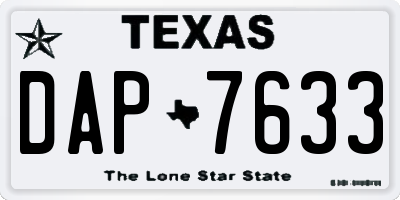 TX license plate DAP7633
