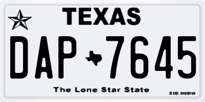TX license plate DAP7645