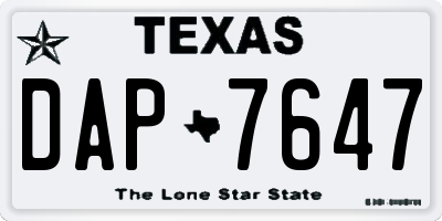 TX license plate DAP7647