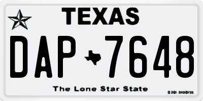 TX license plate DAP7648