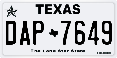 TX license plate DAP7649