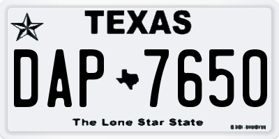 TX license plate DAP7650